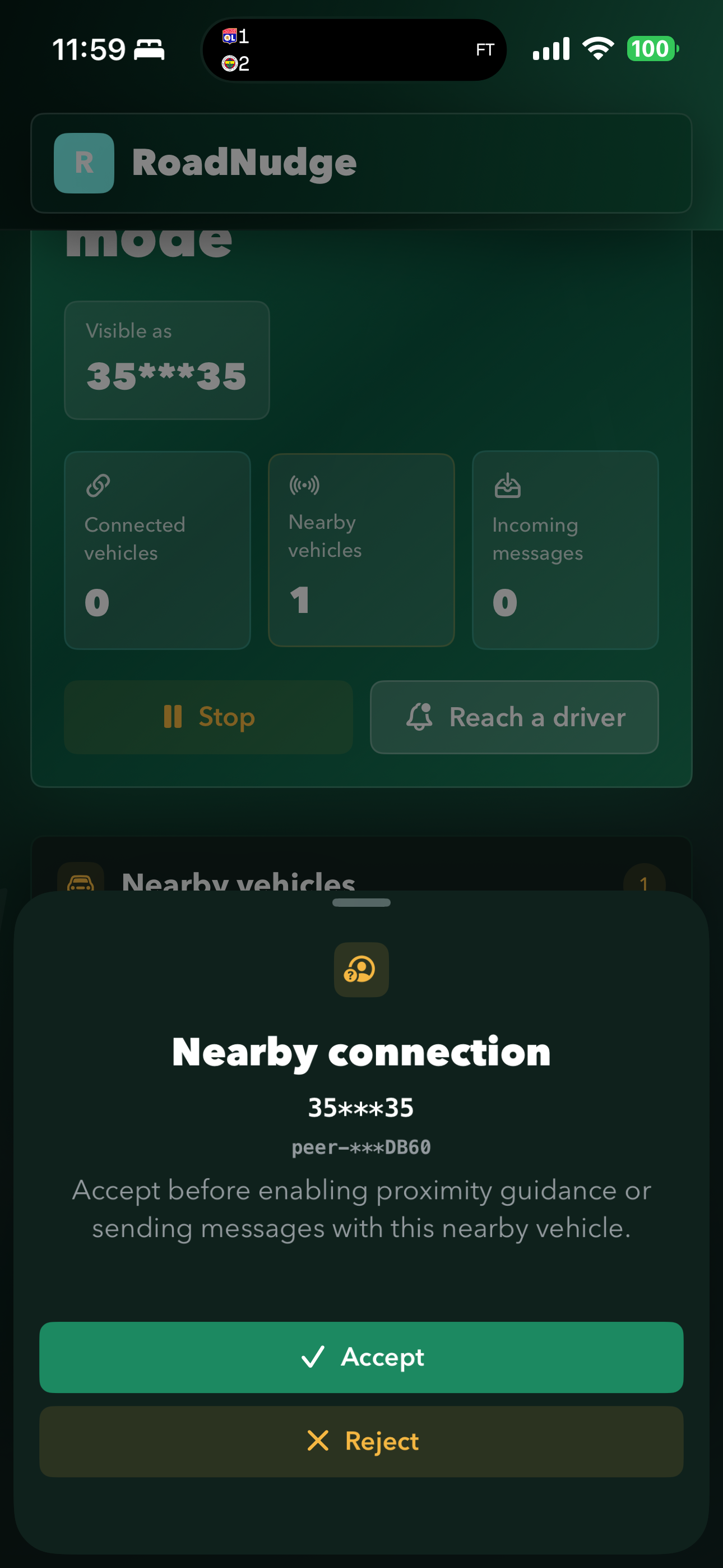 RoadNudge görünürlük ekranı